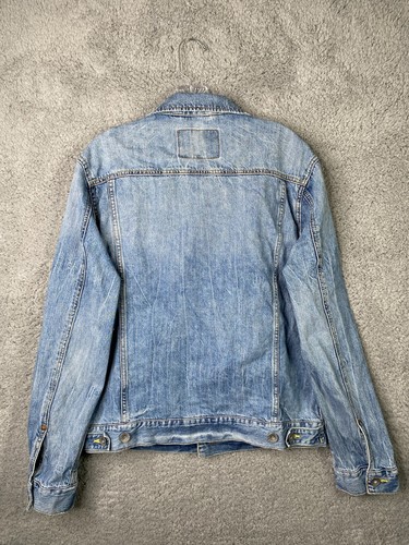 American Eagle Trucker Jacket Mens Medium Blue Button Up Denim - Picture 3 of 9