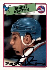 Brent Ashton Signed Auto 1988-89 Topps card Winnipeg Jets
