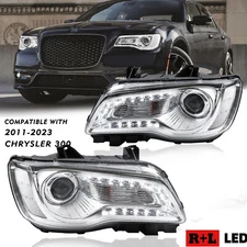 For 2011-2023 Chrysler 300 Headlights Assembly Head Lamps Chrome Housing Clear