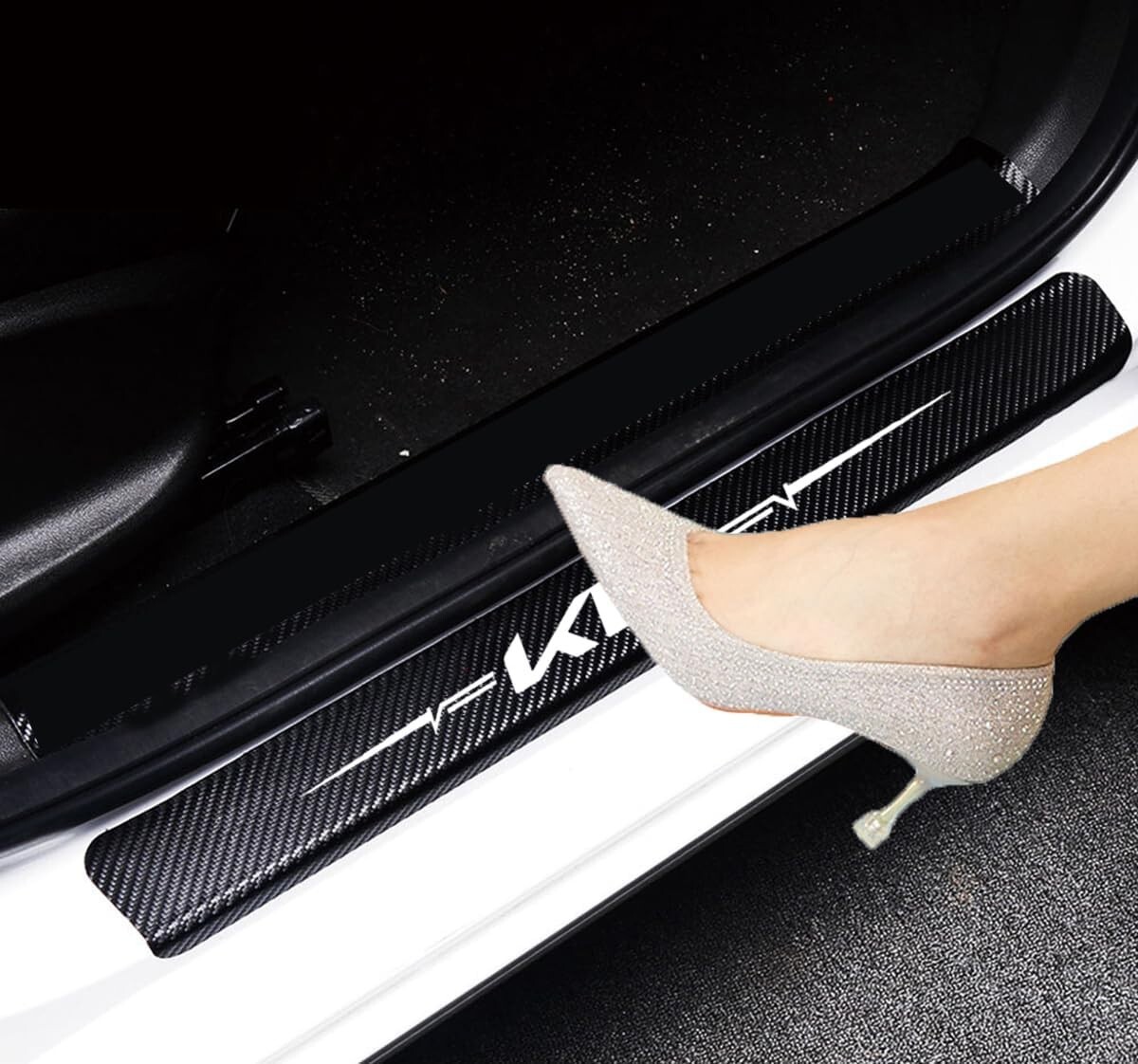4 Pack Carbon Fiber Door Sill Protector for Kia Models