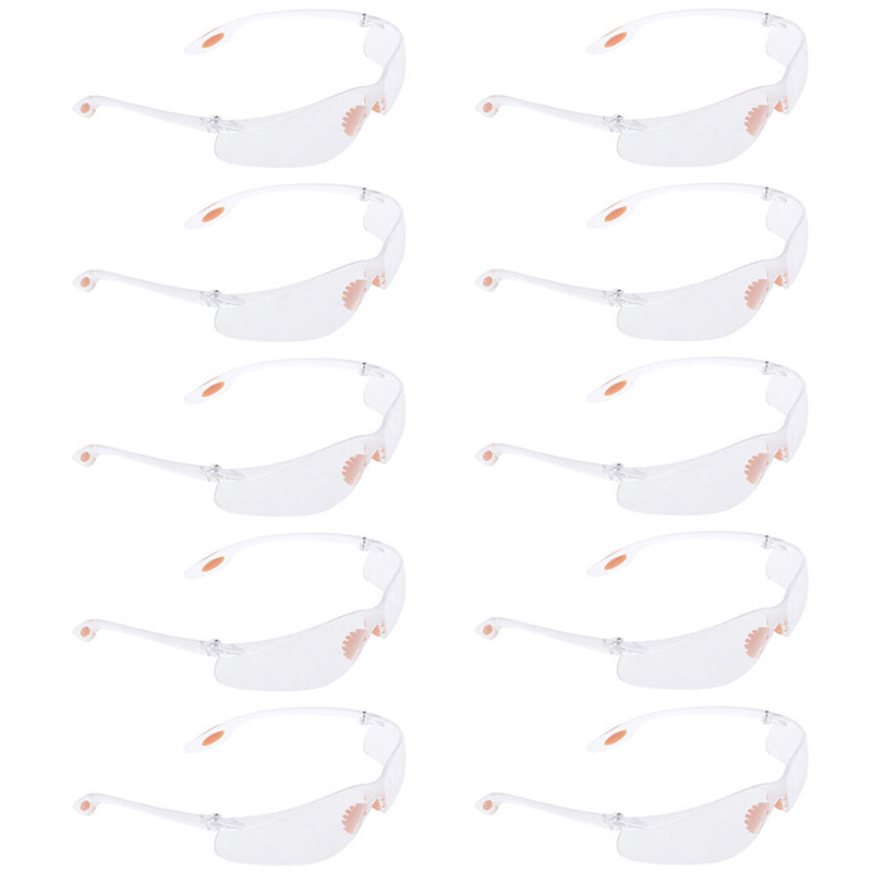 10 PACK Protective Safety Glasses Clear Lens Work Lab Dental Riding