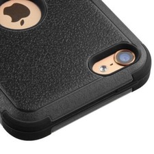 For iPod Touch 5th 6th 7th Gen - HARD SOFT RUBBER ARMOR CASE BLACK HYBRID COVER