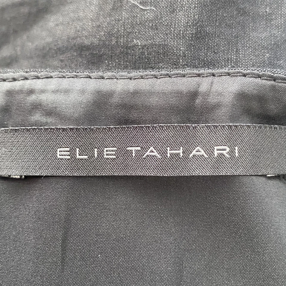 NUEVO CON ETIQUETAS Falda Elie Tahari Mujer Negra Volantes Dobladillo Carrera Talla 2 Foto 3 de 4