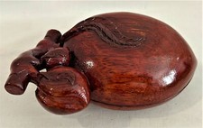 Hand Carved Wooden Sculpted Peach Trinket Box Jewlry Box Lidded