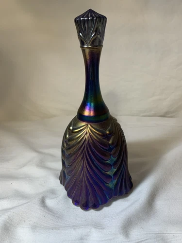 Fenton Blue Cobalt Carnival Glass Draped Bell.