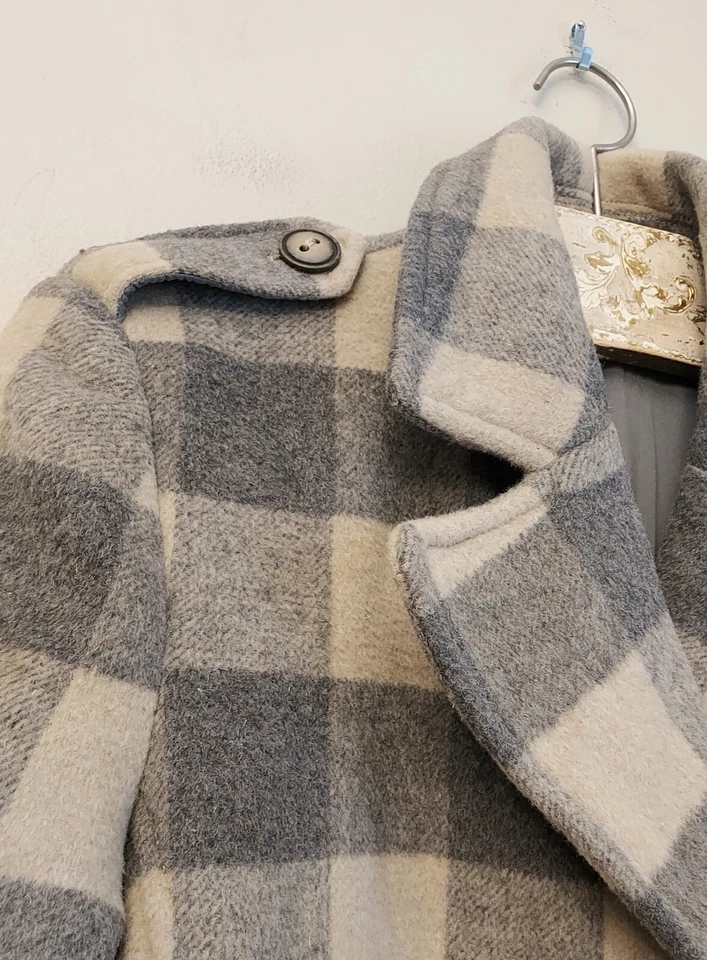 Chaqueta Corta Anthropologie Farrow Cuadros Talla Pequeña (Funciona Grande) Beige Otoño Foto 4 de 4