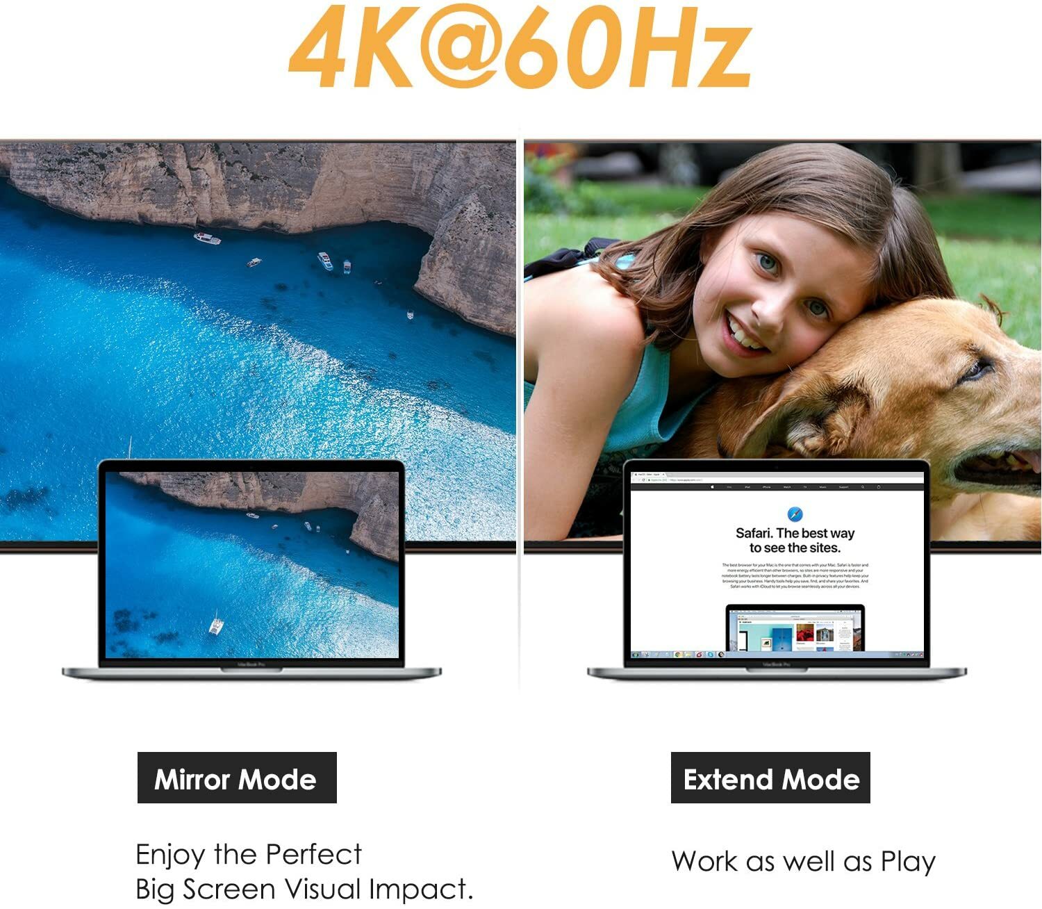 Cable adaptador convertidor USB-C tipo C a HDMI 2.0 4KX2K@60Hz para Apple MacBook, imagen 2