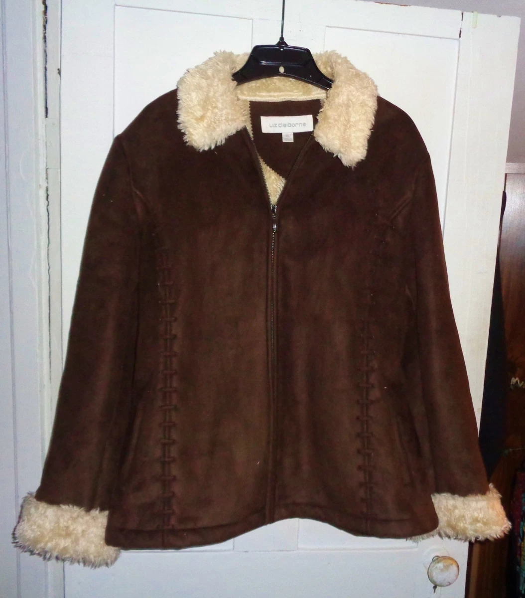 Fur lined suede store coat womens