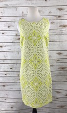 BELLE BY BADGLEY MISCHKA Floral Mesh Lace Sheath Dress Yellow Lime Green Size 4