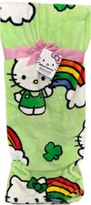 HELLO KITTY ST PATRICKS DAY THROW BLANKET W/RAINBOWS SHAMROCKS  HELLO KITTY NEW