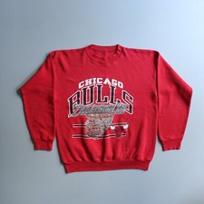 Vintage 1990 Chicago Bulls Spell Out Crewneck Sweatshirt vtg 90s Distressed