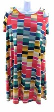 Tacera Womens Multi Color Cold Shoulder Dress Size Small