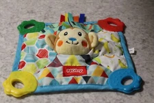 Nuby Monkey Comfort Teether Teething Blankie BPA Free Squeaks Crinkle Ribbon NEW