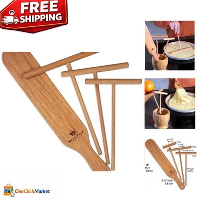 Natural Beechwood Crepe Spreader Set: 4-Piece Set for Effortless Pancake Making