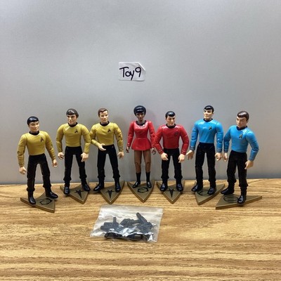 7pc Star Trek Action Figures: Bridge, Kirk, Spock, McCoy, Uhura, Hikaru, Pavel