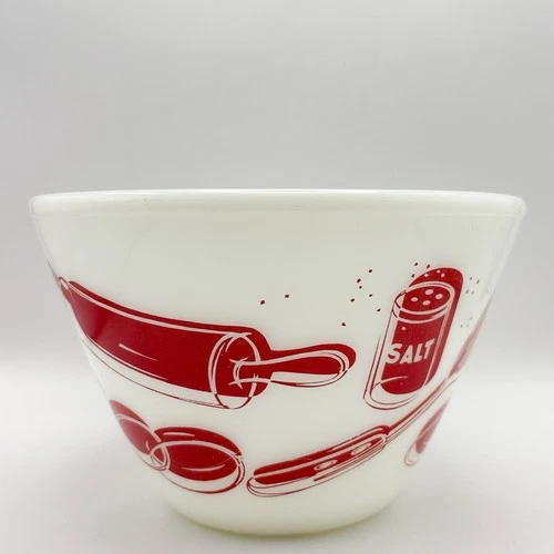 Vintage Fire King Kitchen Aid Mixing Bowl 8.5" 1950s Milk Glass