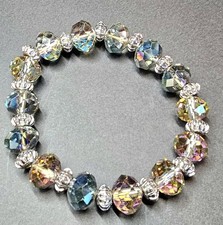 Aurora Borealis Faceted Glass Stretch Bracelet – Brilliant Vintage-Inspired...