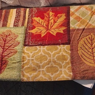 Fall Leaf  Rectangular Polyester Country Placemats set two metallic gold 