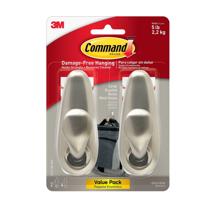 Metal 2 Hooks / 4 Strips New