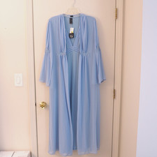 NWT 116 CABERNET 2 Pc Sleepwear Set Pale Long Blue Nightgown Peignoir Size M