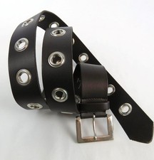 SONOMA BRAZILIAN LEATHER BELT DARK BROWN 48" LONG GROMMET STUDDED