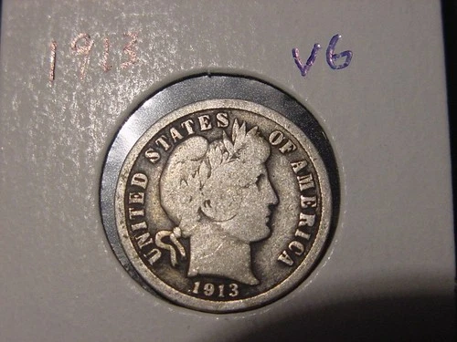 1913 BARBER DIME VG ORIGINAL COIN POPULAR DATE SHIPS FREE