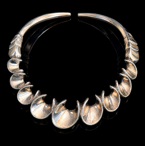 Bayanihan LTD Spain Sterling Silver Modernist Torque Collar Necklace 120g