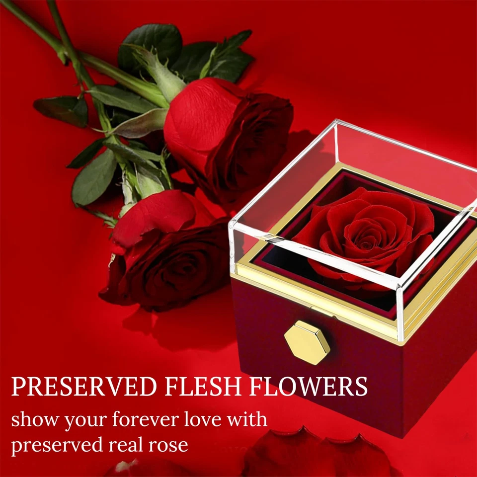 Collar Rosa Real Conservada Pendientes Plata 925 Regalos, Collar Cumpleaños Gif... Foto 4 de 4