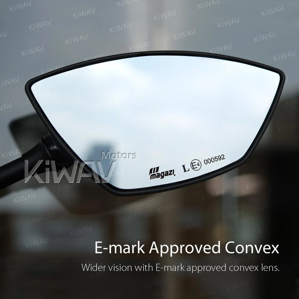 Espejos retrovisores KiWAV negros Redline 22 mm abrazadera de barra negro se adapta a Honda Suzuki Kymco Foto 4 de 4