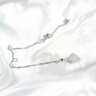 Swarovski No Duty for US Crystal Silver Heart Diamond Pendant Necklace w/Box