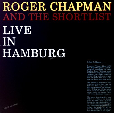 Roger Chapman And The Shortlist - Live In Hamburg LP (VG+/VG+) '