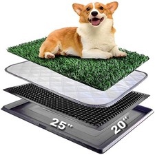 ELLOTY Dog Grass Pad with Tray 25"X20" - Artificial Turf Pet Potty for Apartment