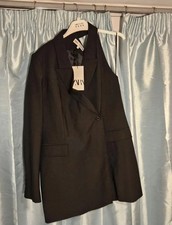 Zara ZW Collection Asymmetric Blazer Dress - NEW With Tag - Size XL Black - UK