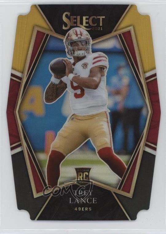 2021 Panini Select Premier Level Black & Gold Prizm Die-Cut Trey Lance #145 17wc