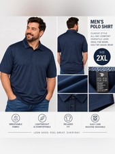 Men's Navy Blue Polo Shirt - Classic Short Sleeve
