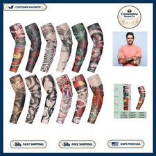 12 Pcs Multicolor UV Protection Tattoo Sleeves for Men - Stylish Cool