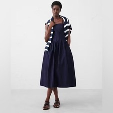 NWT! Banana Republic Preppy Navy Pleated Midi Dress - 705896 Size 2 Petite