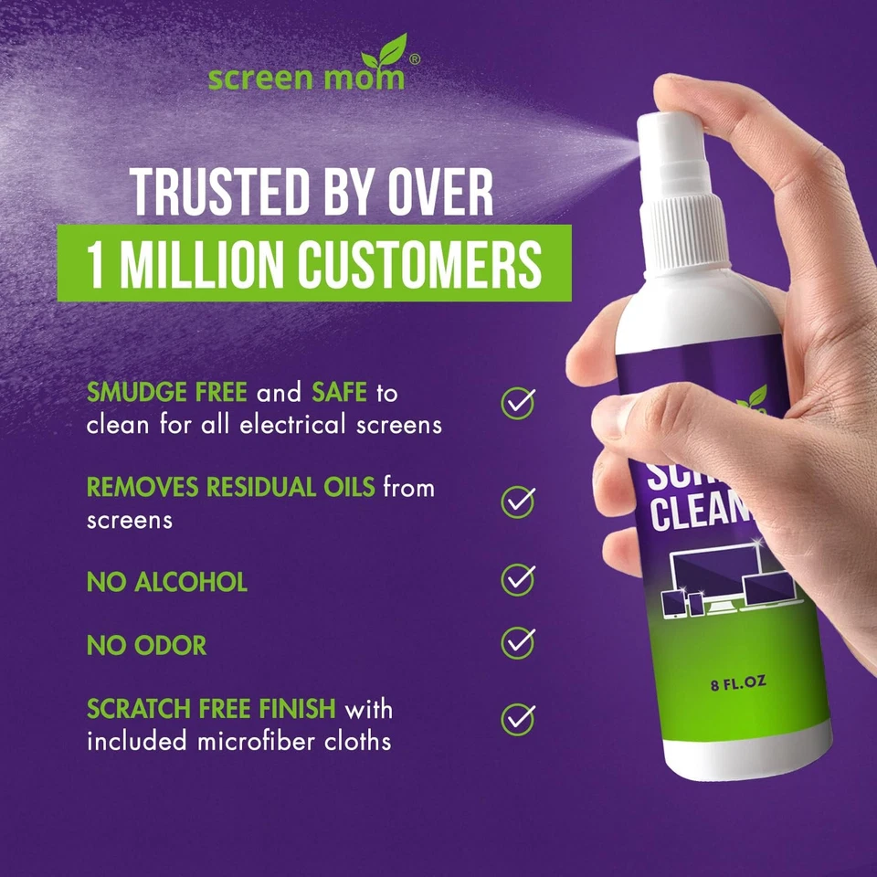 Screen Cleaner Spray 8oz + Microfiber Cloth, Streak-Free for TV, Phone, iPa - Image 4 of 4