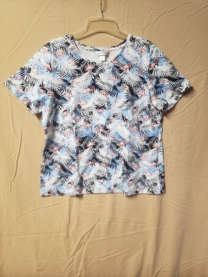 Christopher & Banks 1x Short Sleeve Light Tropical Shirt with Flamingos