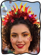 Fstrend Light up Flame Headband Red Fire Headpieces Rave Festival Halloween Hair