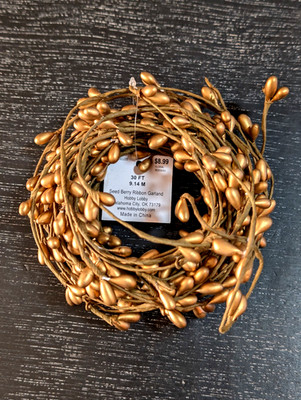NWT Hobby Lobby Garland Gold Tone Seed Berry Ribbon Decoration Roll 30  9.14m