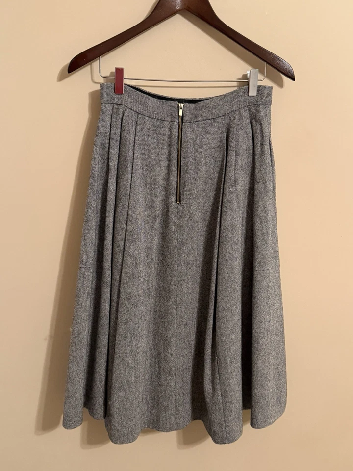 Banana Republic 女式灰色粗花呢羊毛裙 4 码高定制学院风 — 第 2/4 张图片
