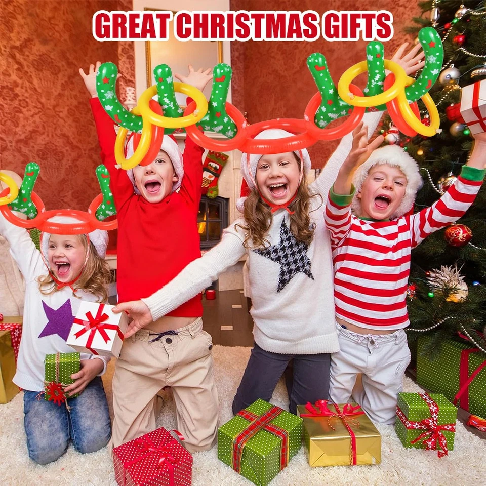 2x Juego Inflable de Lanzamiento de Anillo de Cuerno de Reno para Decoración de Navidad Fiesta Familiar Foto 4 de 4