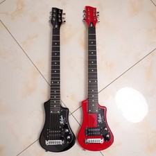 6 String Mini Travel Electric Guitar Protable Black  Red