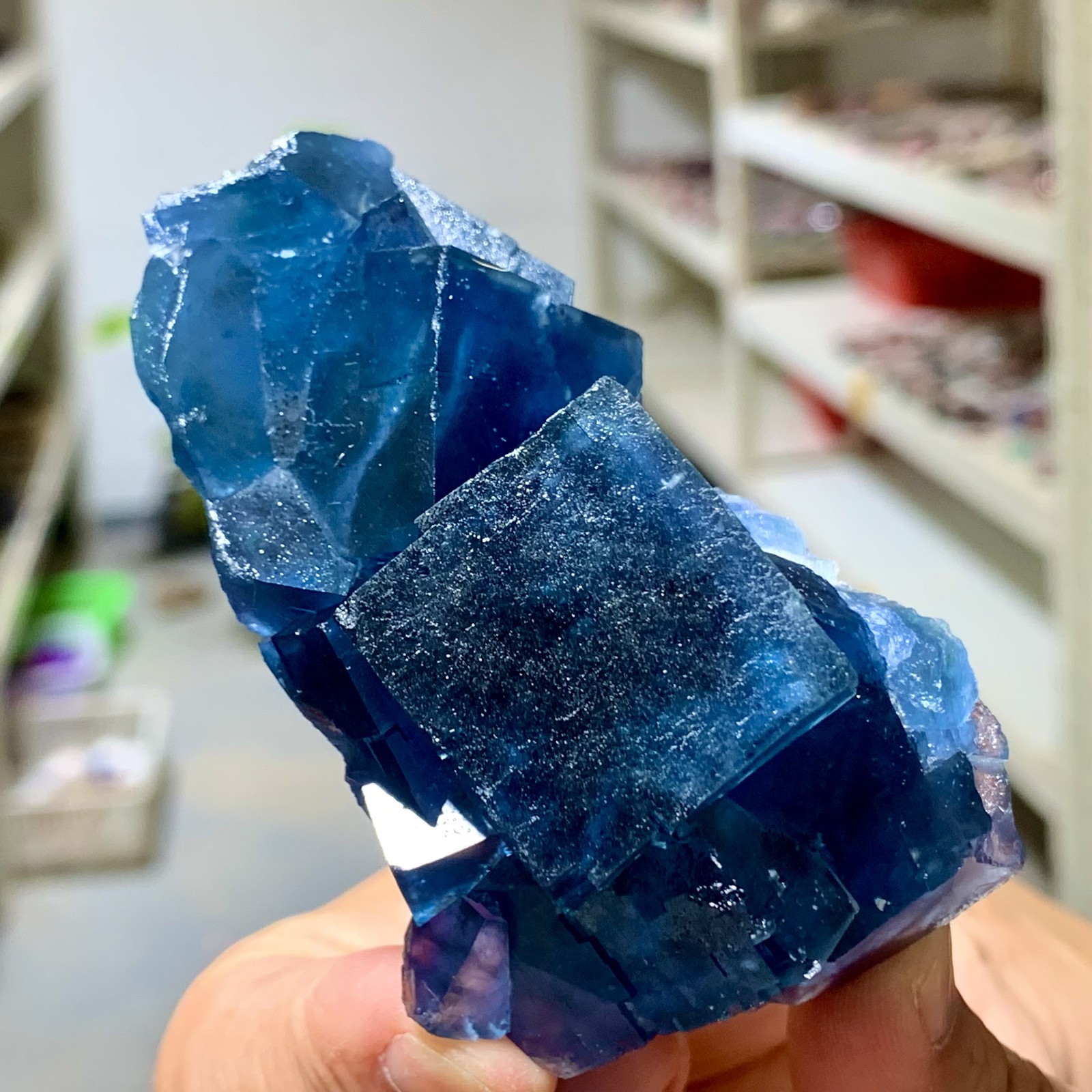 157G Transparent Blue-Green Cubic Fluorite Crystal Specimen from China