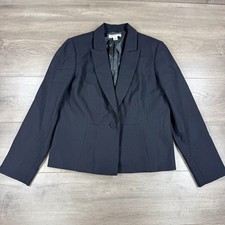 Vtg Pendleton 100 Virgin Wool Cropped Blazer Women  s 12 Black Suit Coat Jacket