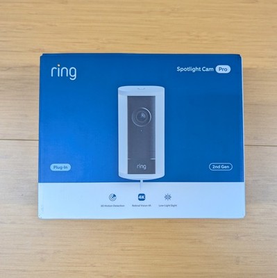 Ring Spotlight Cam Pro Wired Plug-In (2nd Gen) White 4K Smart Security Camera