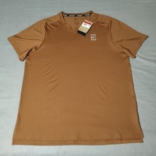 Nike Court Dri-Fit Advantage Tennis Shirt Mens Large Brown Slim FZ6910-281 NWT