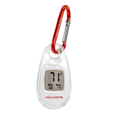 Portable Digital Thermometer for Indoor or Outdoor Temperature with Carabiner Cl