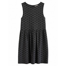 NWT LOFT Fit  Flare Dress Sz 8 Gray Black Geometric Print Cotton Blend MSRP 90